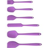 Mikasso 6 Lı Silikon Fırça Spatula Servis Takımı Yanmaz Yapışmaz Fırçası Kaşık Bıçak Spatula Seti Mor Siliko