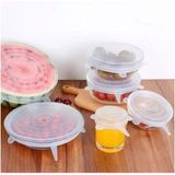 Mikasso 6 Lı Silikon Streç Kapak Tencere Kapak Silikon Bone Tencere Bone Plastik Beyaz