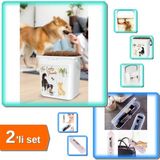 Mikasso 6 Lt Kapaklı Mama Saklama Kabı + Şeffaf Çanta Içi Diş Fırçası Makyaj Saklama Kutusu - 2li Set V7U1B1 - Çok Renkli