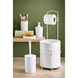 Mikasso 6 Parça Metal Standlı Banyo Seti – 7 Litre Çöp Kovası, Tuvalet Kağıtlığı, Sabunluk, Fırçalık Plastik - Çok Renkli