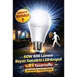 Mikasso 60W Sensörlü LED Ampul Beyaz Işık 806 Lümen Hareket Algılayıcılı Otomatik Tasarruflu
