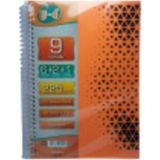 Mikasso 6+2+1 Bölümlü 225 Yaprak A4 Sipralli Ayraçlı Defter 6 Kareli 2 Çizgili 1 Çizgisiz Çoklu Defter Sert - Çok Renkli