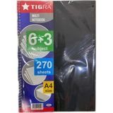 Mikasso 6+3 Bölmeli Defter 270 Yp Siyah Sert Spiralli Kareli Büyük Boy Siyah Okul Defterleri A4 240 Yaprak - Çok Renkli