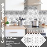 Mikasso 6ADET 20CM×20CM Kendinden Yapışkanlı Duvar Kaplama Mutfak Banyo Pvc Sticker Dekorasyon Beyaz - Çok Renkli