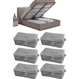 Mikasso 6'lı Baza Altı Hurç - Büyük Boy Saklama Hurcu - 60X40X22 cm 60 x 40 Kumaş Gri Tr
