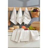 Mikasso 6lı Çizgili Mutfak Kurulama Bezi - Çeyizlik Mutfak Havlu Seti - 30X50 cm - Krem - (Rbk) Setli Ürün Ç - Çok Renkli