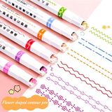 Mikasso 6'lı Desenli Fosforlu Kalem Linear Color Pen Çiçek Kalp Yıldız Desen Çizen Silindir Sihirli Kalem Ço - Çok Renkli