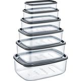 Mikasso 6’lı Dikdörtgen Sweet Şeffaf Saklama Kabı Seti (300/500/800/1200/1900/2900ML) Plastik Beyaz