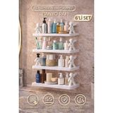 Mikasso 6'lı Figürlü Kendinden Yapışkanlı Craft Banyo Rafı Organizer Duvara Monte Mutfak Düzenleyici Beyaz P - Çok Renkli