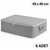 Mikasso 6'lı Gri Baza Altı Hurç Seti – 65×45×22 cm Kumaş Saklama Hurcu Polipropilen 65 x 44 Gri Tr