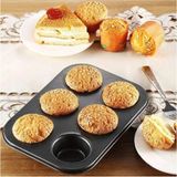 Mikasso 6'lı Muffin Kek Kalıbı,cupcake ve Muffin Için Yanmaz Tepsi - Kek, Kurabiye Kalıbı Çelik Siyah