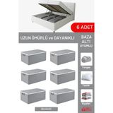Mikasso 6'li Set - Antrasit Büyük Boy Baza Altı & Çekyat Altı Hurç (65 x 45 x 22 Cm) Tela 45 x 65 Gri Tr