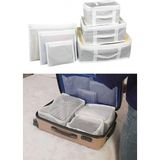 Mikasso 6'lı Set Bavul Organizer Valiz Düzenleyici Seyahat Seti Gri Çizgili Gri Tr