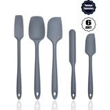 Mikasso 6lı Silikon Fırça Spatula Servis Takımı Yanmaz Yapışmaz Fırçası Kaşık Bıçak Spatula Seti Gri Silikon