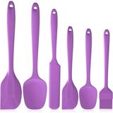 Mikasso 6lı Silikon Servis Takımı Yanmaz Yapışmaz Kaşık Bıçak Spatula Fırça Mor Renkli Mutfak Kaşık Seti Sil