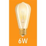 Mikasso 6W = 75W Eşdeğer 2500KELVIN Bal Rengi E27 Duylu Flamanlı Rustik LED Ampul 700 Lümen A+ Enerji Sınıfı - Çok Renkli