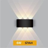 Mikasso 6W Modern Çift Yönlü Aliminyum LED Duvar Lambası Dekoratif Işık Aydınlatma Gün Işığı Alüminyum Siyah - Çok Renkli