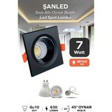 Mikasso 6W Sıva Altı Oynar Başlık GU10 Kare Siyah Kasa Beyaz Işık LED Spot Lamba-1 Adet - Çok Renkli