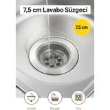 Mikasso 7.5 cm Lavabo Süzgeci Paslanmaz Çelik - Tel Süzgeç Paslanmaz Çelik 1 Cn Evet Elde Yıkanmalıdır. Pasl