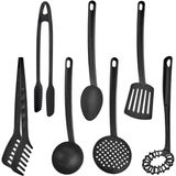 Mikasso 7 Parça Yanmaz Yapışmaz Teflon Kaplama Servis Seti Kepçe Kevgir Spatula Kaşık Plastik Servis Takımı