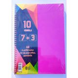 Mikasso 7+3 Ayraçlı Defter 7 Kareli 3 Çizgili 250 Sayfa Yumuşak Spiralli Büyük Boy Pembe Okul Defterleri Bel - Çok Renkli