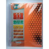 Mikasso 7+4bölümlü 275 Yaprak A4 Sipralli Ayraçlı Defter 7 Kareli 4 Çizgili Çoklu Defter Sert Spiralli Karel - Çok Renkli