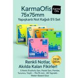 Mikasso 75X75MM Yapışkanlı Not Kağıdı 5’li Set Yapışkanlı Not Kağıdı - Çok Renkli