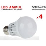 Mikasso 7W Enerji Tasarruflu LED Ampul 4 Adet - Çok Renkli
