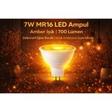 Mikasso 7W MR16 LED Ampul Amber Işık 700 Lümen | Dekoratif Iğne Bacak | Sıcak Ambiyans Aydınlatma - Çok Renkli
