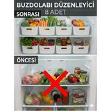 Mikasso 8 Adet 4 Lt Dolap Içi, Buzdolabı Düzenleyici, Banyo, Mutfak Organizeri Sepet Beyaz 24CM16CM11CM Plas