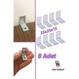 Mikasso 8 Adet Mobilya Eşya Dolap Duvar Sabitleyici Köşe Bağlantı L Demir Gönye Deprem Güvenliği 25X25X15MM