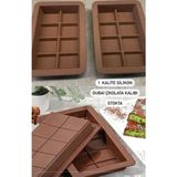 Mikasso 8 Bölmeli Dubai Çikolatası Yapma Kalıbı Silokon Kek Kalıbı Bpa Free 14X9,5X2,5 cm ( 2 Adet) Silikon