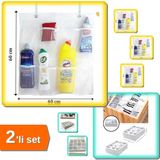 Mikasso 8 Cepli Askılı Fileli Mutfak Banyo Düzenleyici + 12 Bölmeli Pratik Çekmece Organizer - 2li Set F5C8Z - Çok Renkli