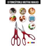 Mikasso 8 Fonksiyonlu Et,tavuk,börek Makası Ceviz Kırıcılı,şişe Açacağı Mutfak Makası Paslanmaz Çelik Çelik