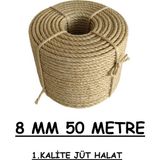 Mikasso 8 mm 50 Metre Jüt Halat Hasır Dekor Süsleme Jüt Ip Diğer - Çok Renkli