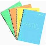 Mikasso 80 Sayfa Kareli Pastel Defter 4 Adet Karışık Renk Sert Spiralli Kareli 120 Yaprak Orta Boy Okul Deft - Çok Renkli