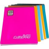 Mikasso 80 Yaprak A4 Chromo Üstten Spiralli Plastik Kapak Çizgili Defter 3366 Sert Spiralli Çizgili Büyük Bo - Çok Renkli