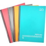 Mikasso 80 Yaprak A4 Plastik Kapak Kareli Spiralli Defter 4'lü Sert Spiralli Kareli Orta Boy Yeşil Okul Deft - Çok Renkli