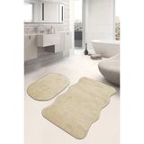 Mikasso 80X50/50X40 Vizon Banyo Paspas Takımı Peluş Kaymaz Taban Yıkanabilir Polyester Kalın (12 mm +) Kahve - Çok Renkli