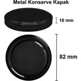 Mikasso 82 mm Metal Konserve Kapağı Siyah 82 Pp Kavanoz Kapak 10 Adet Metal Siyah