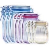 Mikasso 9 Lu 3 Boy Kavanoz Görünümlü Kilitli Saklama Kabı / 150ML - 500ML - 620ML Plastik Beyaz