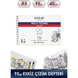 Mikasso 95 gr Multitechnic Eskiz Çizim Defteri - A5 Karton Spiralli Çizgisiz 40 Yaprak Büyük Boy Beyaz Resim - Çok Renkli