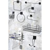 Mikasso 9'lu Set Siyah Fön Makinesi Askısı Havluluk Wc/tuvalet Kağıtlık Rulo Havluluk Şampunanlık Banyo Set - Çok Renkli