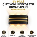 Mikasso 9V Pilli Çift Yönlü Dekoratif LED Aplik Amber Plastik Siyah - Çok Renkli