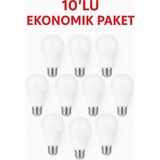 Mikasso 9W LED Ampul Beyaz Işık E27 Duy Uyumlu Tasarruflu 10'lu Ekonomik Paket Ev Ofis Tavan Aydınlatma
