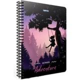Mikasso A4 100 Yaprak Kareli Adventure Spiralli Karton Kapaklı Defter Sert Spiralli Kareli 100 Yaprak Büyük - Çok Renkli