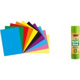 Mikasso A4 Elişi Kağıdı 10LU ve 36 Gram Stick Yapıştırıcı - Çok Renkli