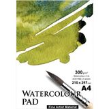 Mikasso A4 Suluboya Blok Resim Defteri 300 gr 25 Yaprak Watercolour Pad Karton Düz Çizgisiz Orta Boy Beyaz R - Çok Renkli
