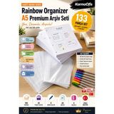 Mikasso A5 4 Delikli Çizgisiz Kağıt Seti 100 Yaprak + 25 Poşet Dosya + 8 Renk Kalem Organizer Uyumlu Diğer - Çok Renkli