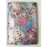 Mikasso A5 Boy Simli ve Sulu Şeffaf Flamingo Defter Okul Defteri Hediyelik Defter Karton Düz Noktalı 50 Yapr - Çok Renkli